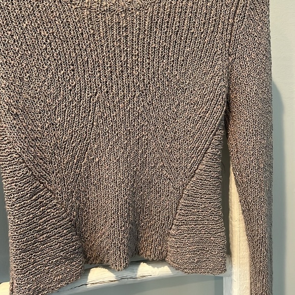 Anthropologie Friend of Mine crop textured neutral taupe stretch sweater small - Picture 5 of 8